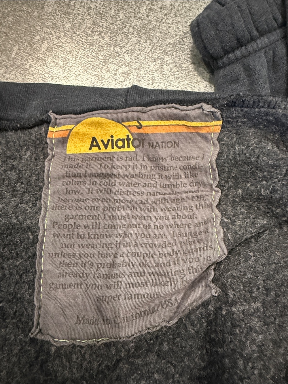 Aviator Nation Black Track Pants with Rainbow Stripe Accent - Picture 3 of 4